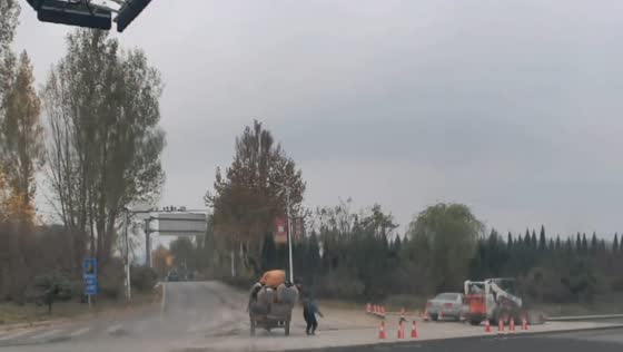 Woman falls from tricycle in Shandong Province, China