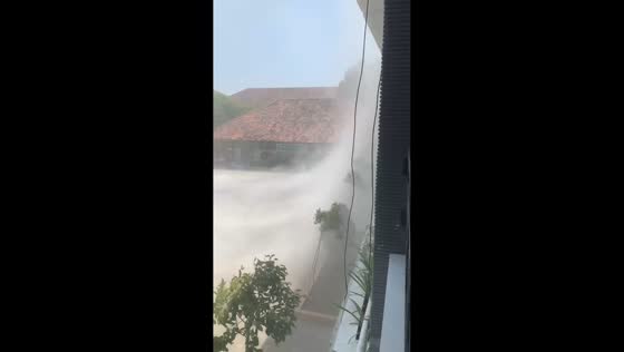 Strong winds kick up dust storm in Pati, Central Java, Indonesia