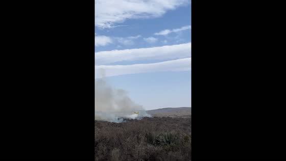 Firefighters battle wildfire in San Marcos Sierras, Argentina
