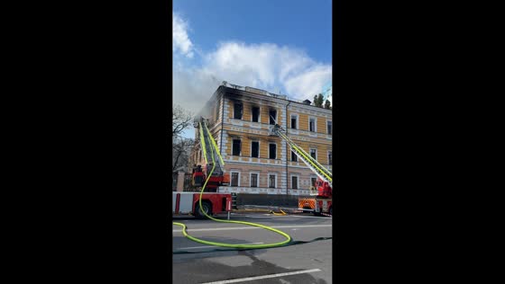Russian drone strikes National Academy of Sciences building in Kyiv, Ukraine
