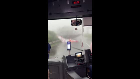 Billboard collapses during heavy rain on Cawang Toll Road in Jakarta, Indonesia