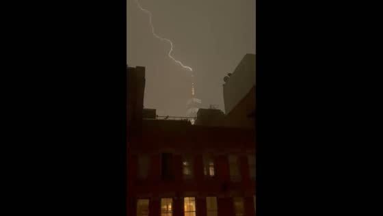 Thunderstorm and lightning in New York