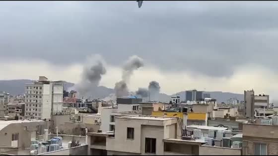 Intense shelling sends smoke rising over Dolat Street in Tehran, Iran