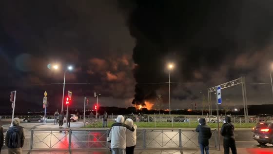 Drone attack sparks massive fire at oil terminal in St. Petersburg, Russia