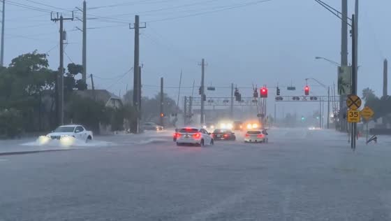 Flooded streets in Dania Beach following heavy rains