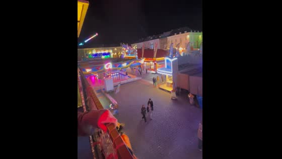 Person spooked by noises in the amusement park in Ghent, Belgium