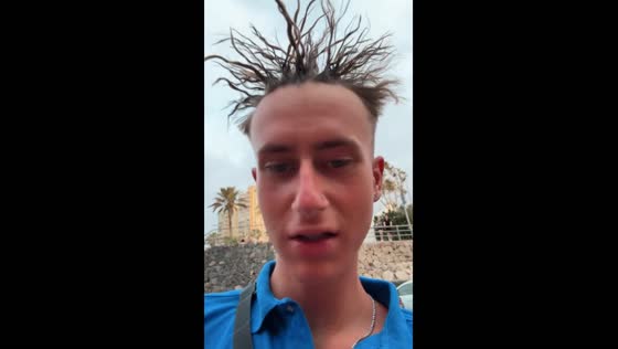 Hair stands straight at Playa de las Américas, Tenerife