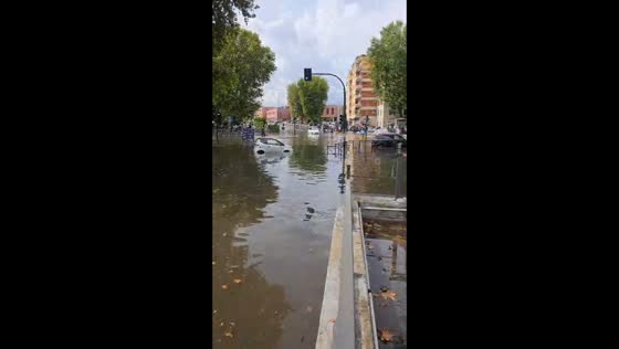 Torrential rain turns streets into rivers and floods Ponte Milvio in Rome, Italy