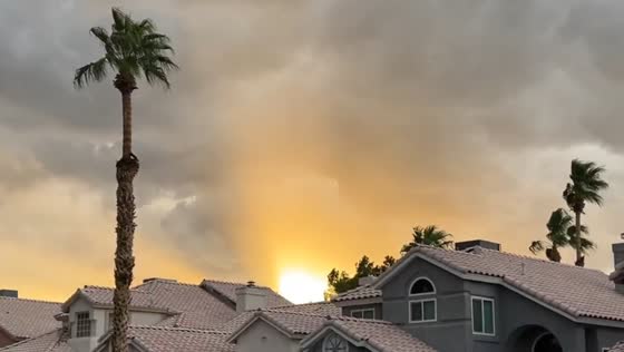 Striking sunset over a windy suburban neighborhood in Las Vegas, USA