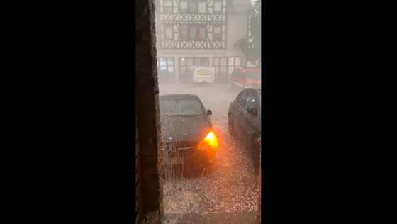 Chicken-egg-sized hailstones batter town during severe storm in Bad Urach, Germany