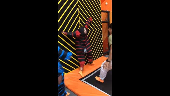 Trampoline mishap startles woman at fantasy attraction in Quezon City, Philippines