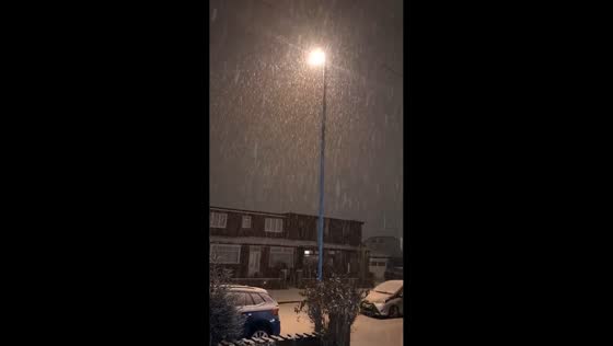 Intense snowstorm reduces visibility in Oldham, England, UK