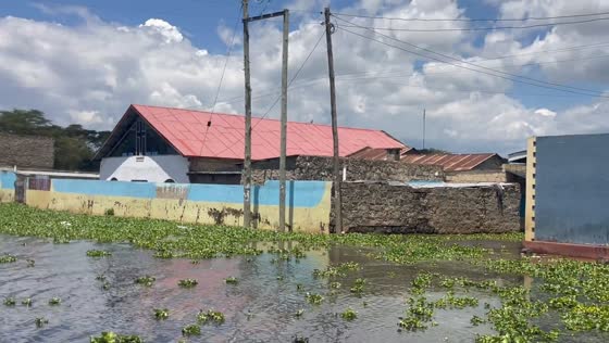 Lake Naivasha rises, flooding homes and displacing families in Naivasha, Kenya
