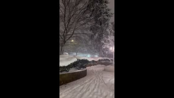 Heavy snowfall blankets Forest Hills in New York, USA