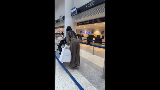 Traveler falls after jumping on luggage trolley at airport in Beirut, Lebanon