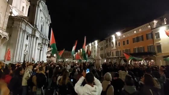 Pro-Palestinian protest in solidarity with Gaza flotilla in Brescia, Italy