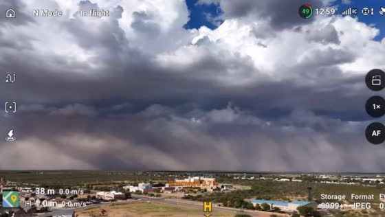 Drone captures thunderstorm and dust storm near Sierra Vista, Arizona