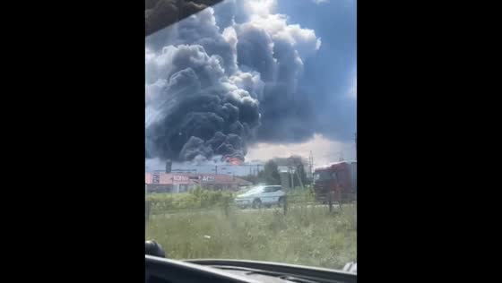 Smoke billows from Wildberries warehouse after reported UAV strike in Samara, Russia