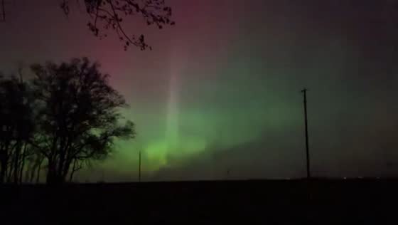 Northern lights time-lapse above northeast South Dakota, USA