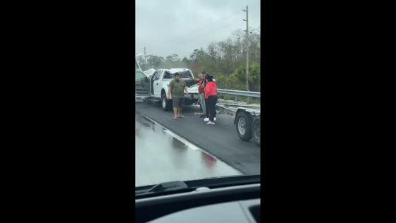 Unexpected boat crushes vehicle on roadside in Florida, USA