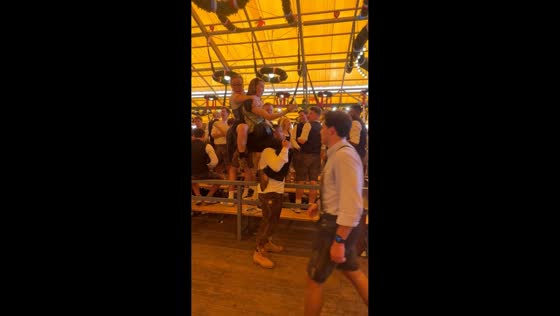 Oktoberfest mishap sends woman tumbling in Munich, Germany