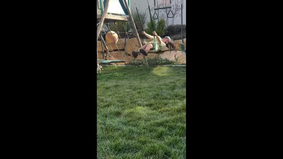 Dog grabs daughter's hair while swinging in South Jordan, Utah, USA