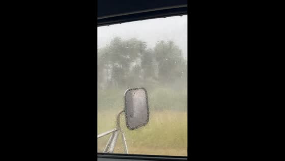 Severe hailstorm forces driver off the road in west of Reed Point, Montana