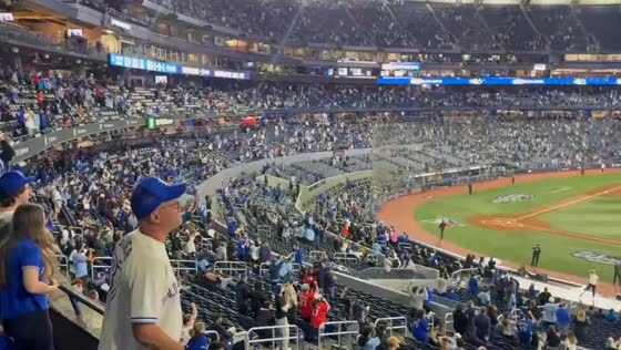 Fans chant during marathon World Series Game 3 in Toronto, Canada