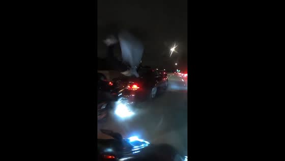 High-impact motorcycle accident on expressway in Cleveland, Ohio, USA