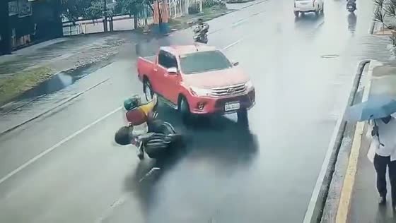 Road accident between motorcycle and pickup in Molino, Cavite, Philippines