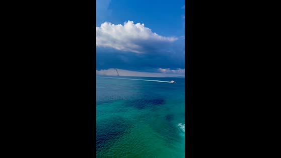Waterspout spins offshore near Ouranoupoli, Halkidiki, Greece