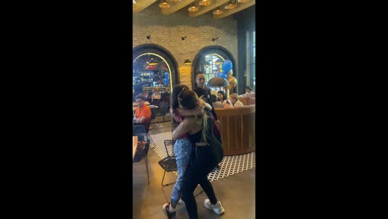 Emotional reunion: mother and daughter's joyful embrace after time apart
