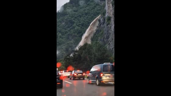 Heavy rainfall in Grisons, Switzerland causes floods 