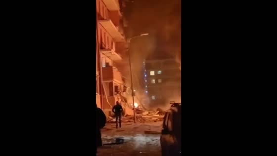 Drone crashes into residential building causing fire in Novaya Adygeya, Russia