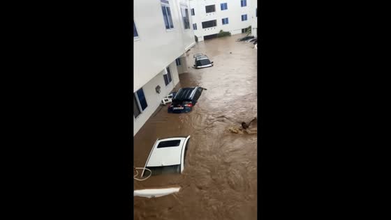 Severe flooding inundates neighborhoods after heavy rainfall in Tse Addo, Accra, Ghana