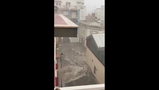 Severe flooding from torrential rain in Cullera, Spain