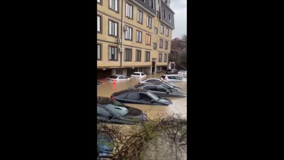 Flooding submerges streets and vehicles in Makhachkala, Russia