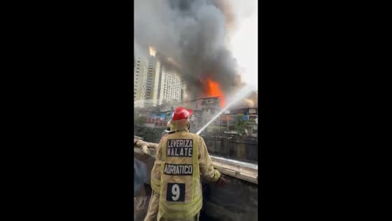 Third-alarm fire tears through residential area in Pasay, Philippines