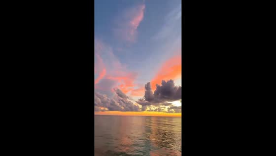 Stunning sunset over the ocean at Englewood Beach, Florida, USA