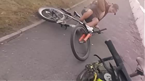 Bicycle collision on narrow road: unexpected encounter