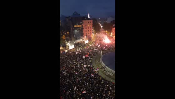 Thousands gather at Slavija Square for student-led pre-election rally in Belgrade, Serbia