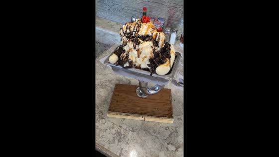 Angie's kitchen sink ice cream challenge: conquer the sundae, earn the sticker!