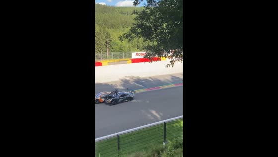 Race car crash during high-speed overtake at Spa-Francorchamps in Stavelot, Belgium