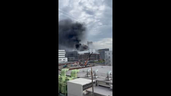 Fire breaks out in hangar under demolition at Haneda Airport in Tokyo, Japan