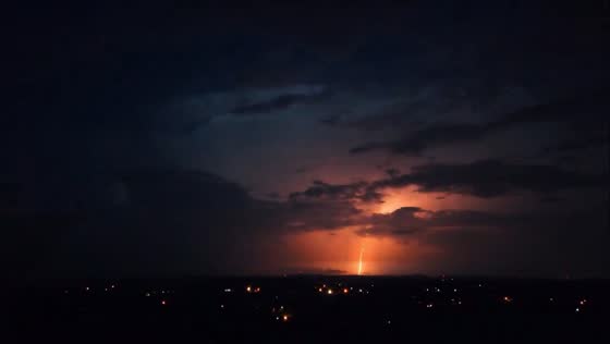 Lightning captured during evening storm in London, Kentucky, USA