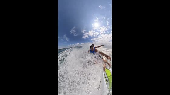 Friends tumble from jet ski after hitting waves in Anglet, France
