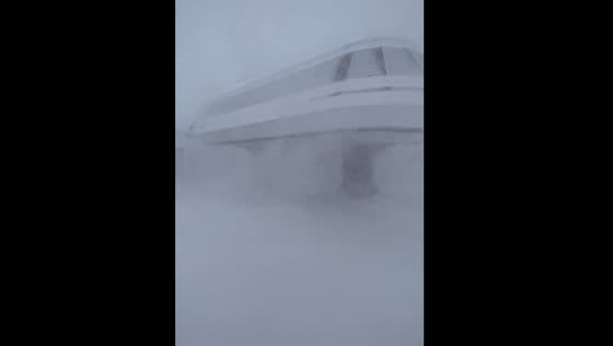 120mph Wind and Snow at the Top of KT22 Chairlift in Tahoe