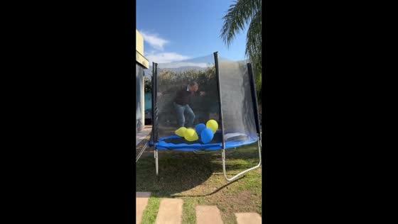 Man loses balance and knocks over trampoline in La Rioja, Spain