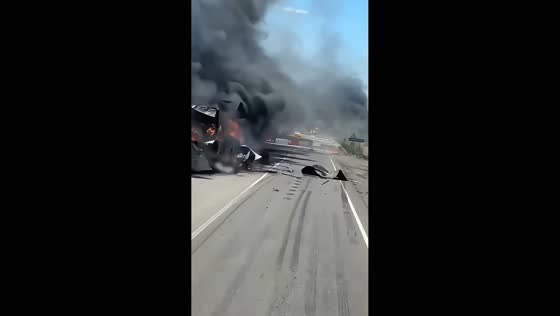 Drone strike sets Russian fuel convoy ablaze on highway in Melitopol, Ukraine