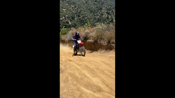 Dirt bike rider crashes after hitting bump in Hollister, USA